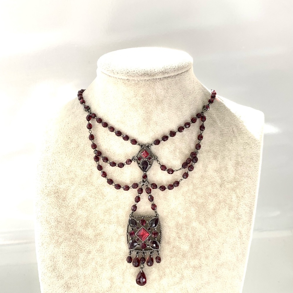 Fairy goth core red burgundy necklace y2k